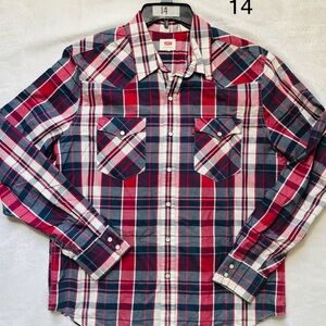 Levi's Men's Casual Red and Blue Checkered Shirt